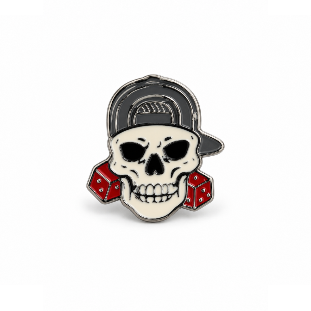 Skull & Dice Pin Badge