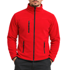 Red Unisex Fleece Jacket with 3 Zip Pockets