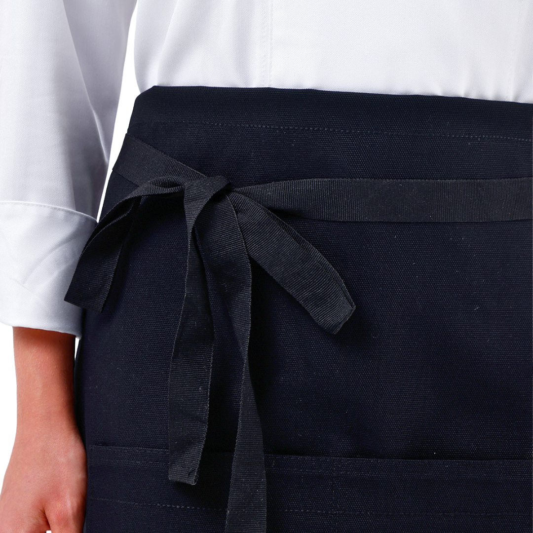 Black Lisbon cotton waist apron, product view 3