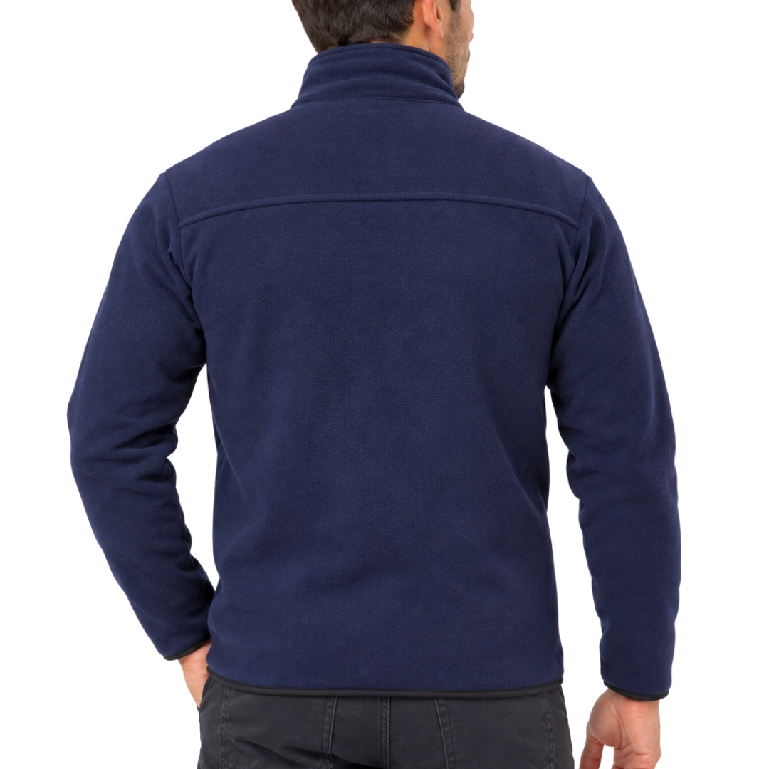 Navy Unisex Fleece Jacket with 3 Zip Pockets