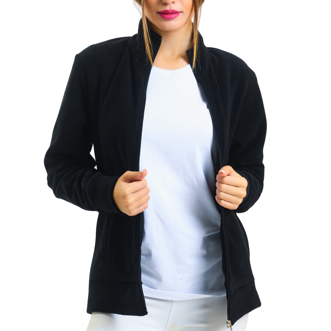 Black Unisex Full-Zip Fleece Jacket