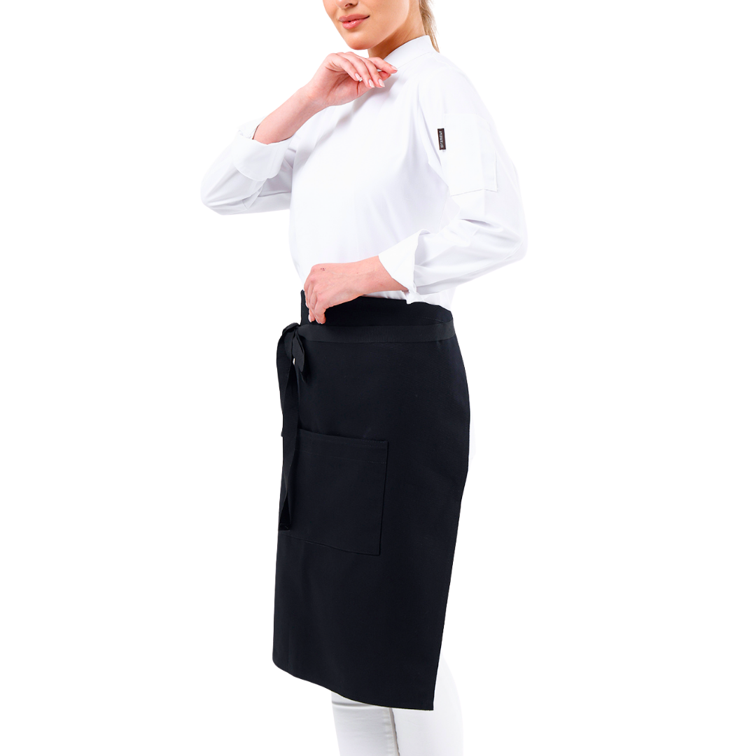 Black Lisbon cotton waist apron, product view 2