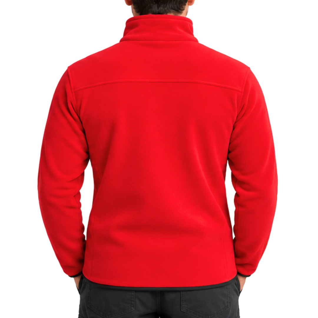 Red Unisex Fleece Jacket with 3 Zip Pockets
