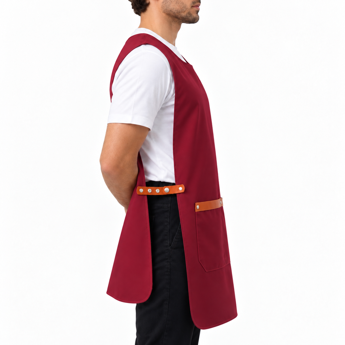 Milano burgundy professional apron – product photo 2