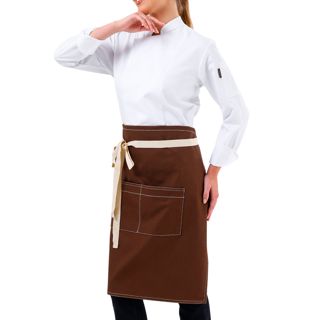 Brown Lisbon cotton waist apron, product view 2