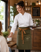 Olive Green Lisbon cotton waist apron, product view 6