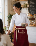 Burgundy Lisbon cotton waist apron, product view 6