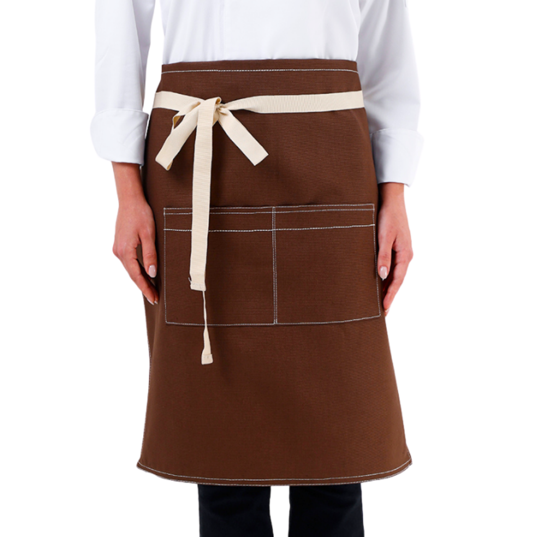 Brown Lisbon cotton waist apron, product view 1