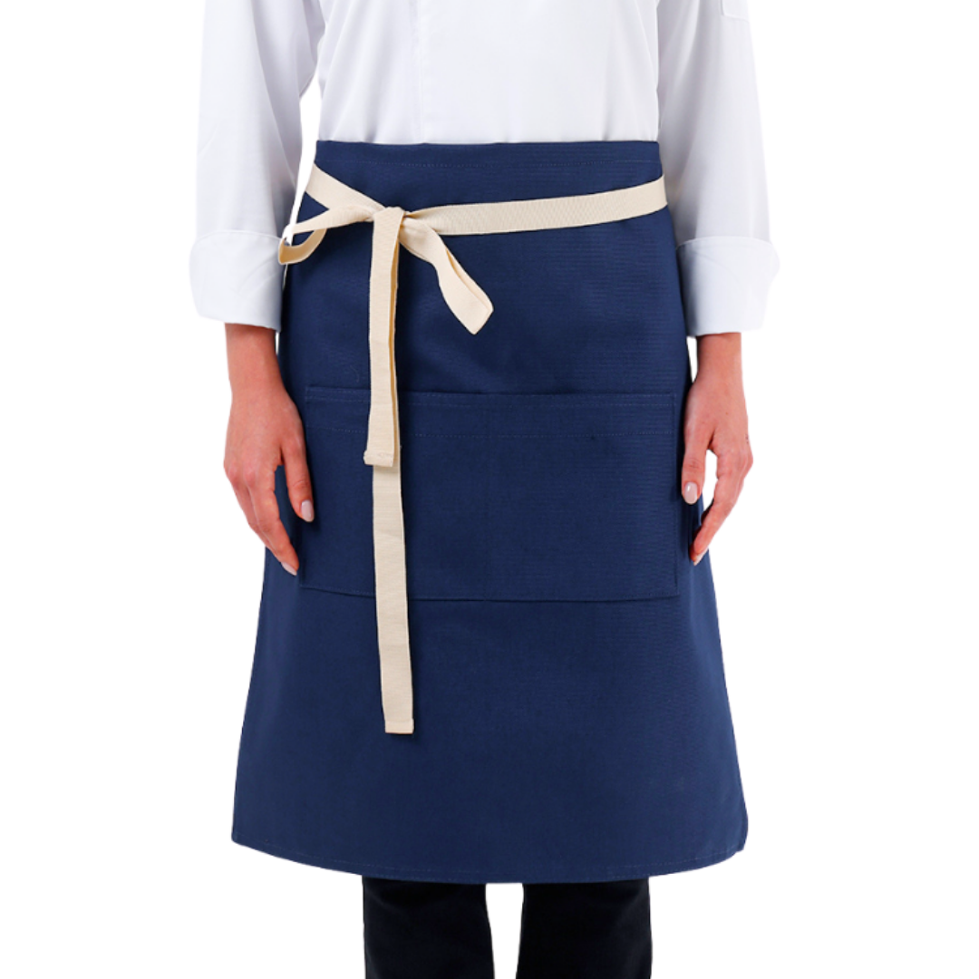 Navy Blue Lisbon cotton waist apron, product view 1