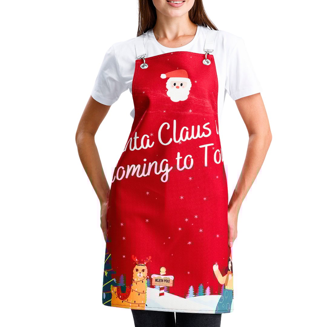 Winter Holiday Apron - Santa Claus Coming